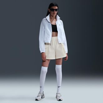 Nike Womens Nike Sportswear Essential Woven High-Waisted 5 Cargo Shorts in White | HM6982-133