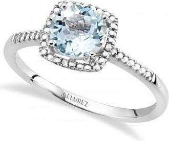Allurez Natural Aquamarine & Diamond Ring Sterling Silver (1.26ct)