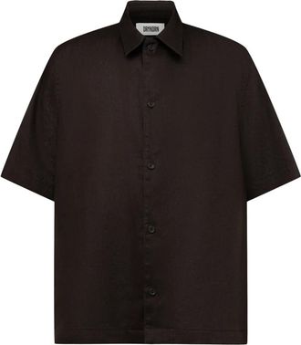Drykorn Meryn 10 Linnenmix Shirt - Heren - Korte mouwen Overhemden - Bruin - L - Linnen - Overhemden