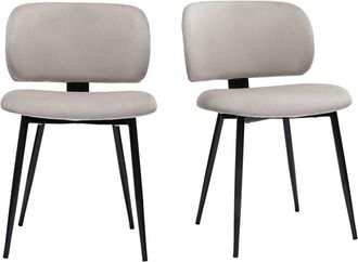 Miliboo Set De 2 Sillas De Terciopelo Color Topo Y Metal Negro Atrium