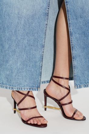 Dsquared2 Leather Heeled Sandals With Embellishment, Womens, Burgundy