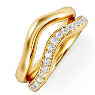 The Diamond Store Lab Diamond Double Band Stacking Wave Ring 0.26ct In 18k Gold Vermeil