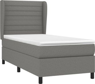 vidaXL Vidaxl - Cama Box Spring Con Colch&oacute;n Tela Gris Oscuro 80x200 Cm
