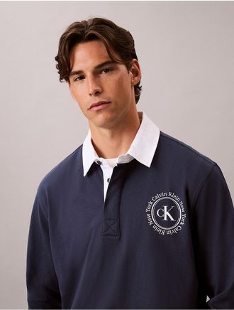 Calvin Klein Jeans Calvin Klein Mens Contrast Collar Rugby Polo Shirt - Blue - XL