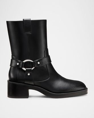 Stuart Weitzman Jax Harness Leather Moto Booties