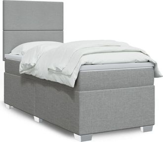 vidaXL Cama Box Spring Con Colch&oacute;n Tela Gris Claro 80x200 Cm Vidaxl