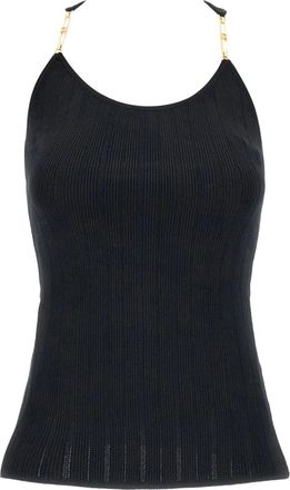 Elisabetta Franchi Top a coste con dettagli a catena - Nero