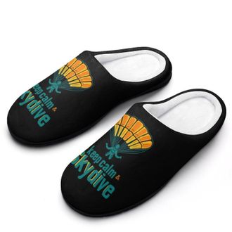 Generic Keep Calm Skydiving Funny Mens Slippers Cotton Warm House Shoes Memory Foam Sandals Print Size 7-14