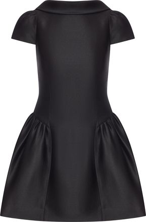 Self Portrait BLACK TAFFETA MINI DRESS WITH COLLAR - Self-portrait - Woman