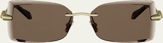Bulgari Serpenti 62mm Metal Rectangular Sunglasses