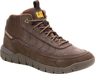 CAT (Caterpillar) - Versage Mid Trainers for Men, Made from Full-Grain Leather and Cow Suede, Durable, Moulded PU Foam Footbed, Soft and Breathable Lining