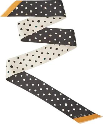 Fendi (WMNS) Fendi SS26 Wrappy Falena Dots Silk Scarf Black White FXT011AWEYF0ZE7
