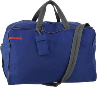 Prada Pre-owned Weekend Bags, female, Blue, Size: ONE SIZE Pre-owned Nylon Weekend Bag