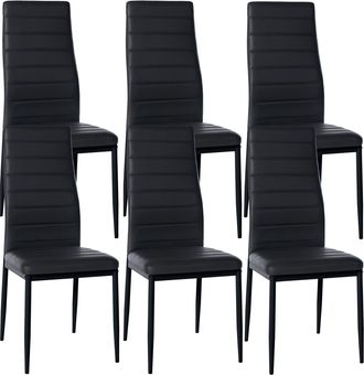 Clp Clp - Set De 6 Sillas De Comedor Mayfair Negro Simil Cuero