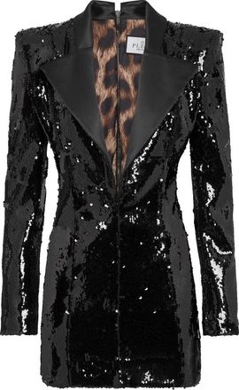 Philipp Plein Superfitted Jurk Pailletten - Dames - Feestkleedjes - Zwart - XL - Pailletten - Kleedjes