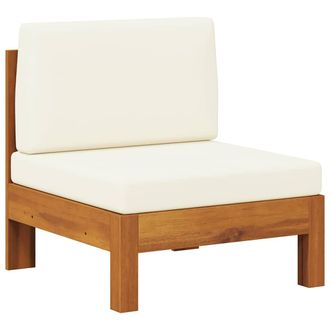 vidaXL Sof&aacute; Central Con Cojines Blanco Crema Madera De Acacia Vidaxl