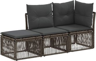 vidaXL Conjunto De Sof&aacute;s De Jard&iacute;n 3 Uds. 3-n&uacute;mero De Plazas Gris Vidaxl