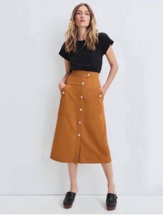 Veronica Beard Larsen Mixed Media Midi Dress In Black/camel
