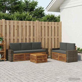 vidaXL Vidaxl Set Di Divani Da Esterno 6 Pz Naturale E Antracite
