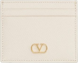 Valentino Garavani Vlogo Signature leren kaarthouder - Dames - Portefeuilles - Beige - ONE Size - Leer - Accessoires