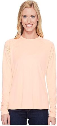 Columbia Tidal T-Shirts Ii Long Sleeve Womens Clothing Tiki Pink/White Logo : LG