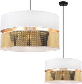 OEM L&aacute;mpara Colgante Asti Duo Negra 1 Pantalla Plana Blanca Oro Ts 40cm