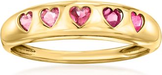 Ross-Simons Multi-Gemstone Hearts Ring in 14kt Yellow Gold