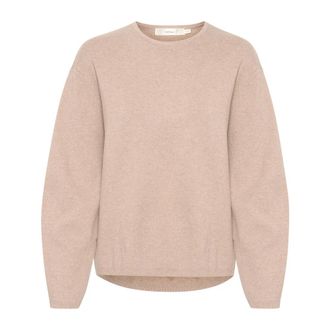 Inwear Zachte Gebreide Pullover - Dames - Ronde hals truien - Beige - M - Katoen - Truien & Vesten