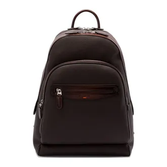 Santoni Backpacks, male, Brown, Size: ONE SIZE Leather backpack