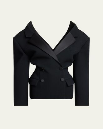 Givenchy Off-The-Shoulder Double-Breasted Cocoon Jacket
