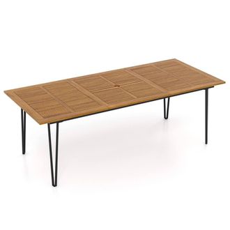 Costway Costway 220 x 95cm Patio Dining Table Indoor & Outdoor Dining Table in Natural | Size: 220 x 95 cm