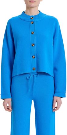 Something Navy Mock Neck Cardigan In Cobalt