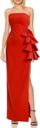 Badgley Mischka Side Bow Strapless Gown in Red at Nordstrom Rack, Size 10
