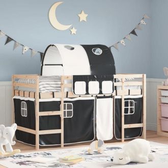 vidaXL Vidaxl - Letto a Soppalco con Tunnel Bambini Bianco e Nero 90x190cm Pino