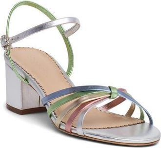 Cinq &agrave; Sept Nicole Metallic Ankle Strap Sandal in Metallic Multi at Nordstrom, Size 7.5Us
