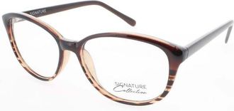 Signature Ladies Brown Rectangular Eyeglass Frames S7020BrownStripe52