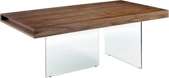 Angel Cerd&aacute; Mesa comedor rectangular nogal y cristal templado