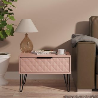 Lewis's Harlequin 1 Drawer Wide Side Table in Kobe Pink - Ready Assembled - Lewiss Home | TJ Hughes