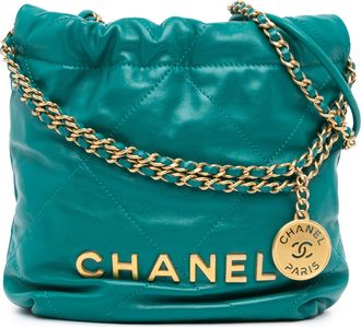 Chanel Green Mini Shiny Calfskin 22 Handbag