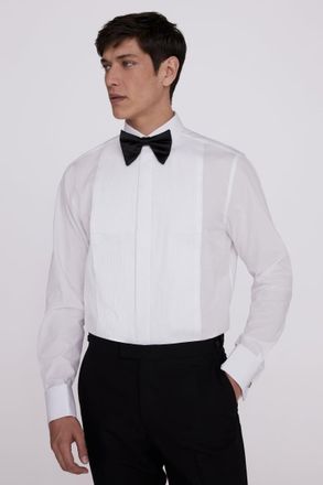 Moss Tailored Fit White Pleated Dress Shirt