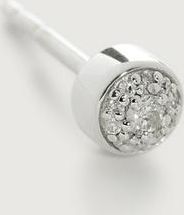 Monica Vinader Sterling Silver Fiji Tiny Button Diamond Single Stud Earring Diamond