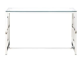 VENTE-UNIQUE.COM Mesa consola cristal transparente, plateado