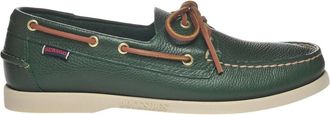 Sebago Mens Portland Martellato Full Grain Leather Boat Shoes (Hunter Green) - Size UK 6.5