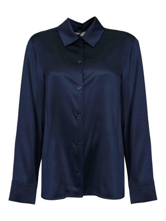 Max Mara Mmlquarto Shirt In Midnight Blue Stretch Silk