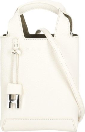 Hogan Compact Mini Bag in White Pebbled Leather with Metallic Charm