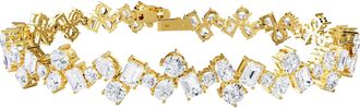 Diamond2Deal 14k Yellow Gold 11 Carat Multi Shape Lab Grown Diamond Fancy Bangle Bracelet 7