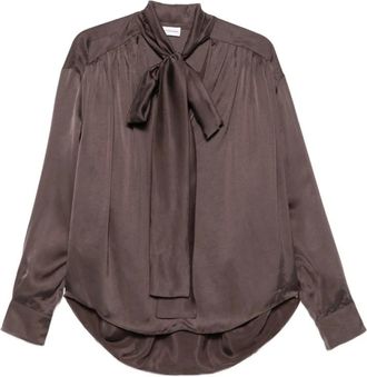 Andamane strik Blouse - Dames - Blouses - Bruin - S - Satijn - Overhemden
