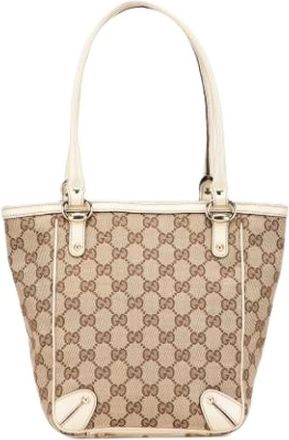 Gucci Pre-owned Shoulder Bags, female, Beige, Size: ONE SIZE Pre-owned Canvas Shoulder Bag
