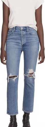 A Gold E Riley Crop High-Rise Straight Jean In Whiplash