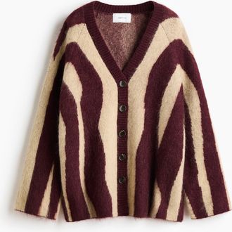H&M Cardigan aus Mohairmix mit Jacquardmuster - Red